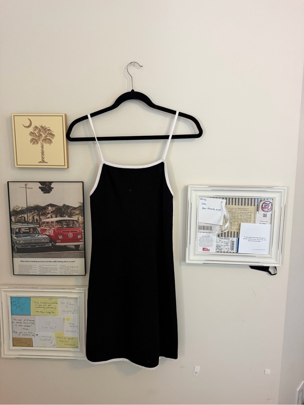 Black knit Dress with White Trim - Classic Camisole Style